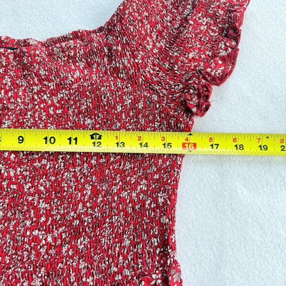 SHEIN CURVE Women Pullover Off-shoulder Floral Smoked Red Maxi Dress Sz 3XL NWOT - Picture 8 of 9